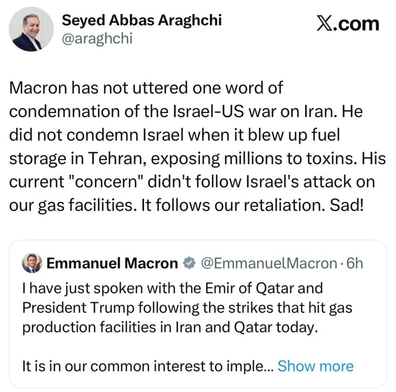 توئیت انتقادی عراقچی