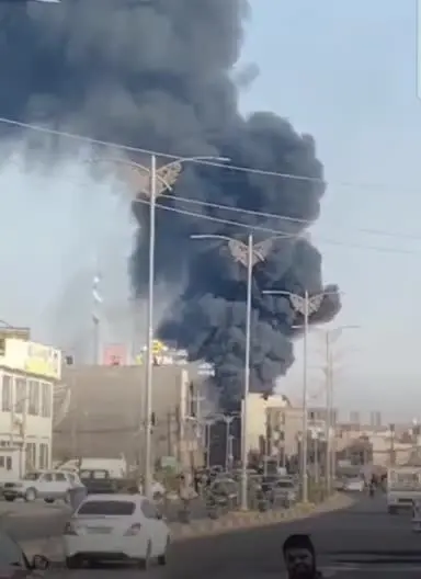 ویدئو؛ آتش‌سوزی گسترده در مسیر الحر در کربلا