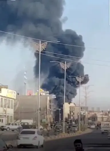 ویدئو؛ آتش‌سوزی گسترده در مسیر الحر در کربلا