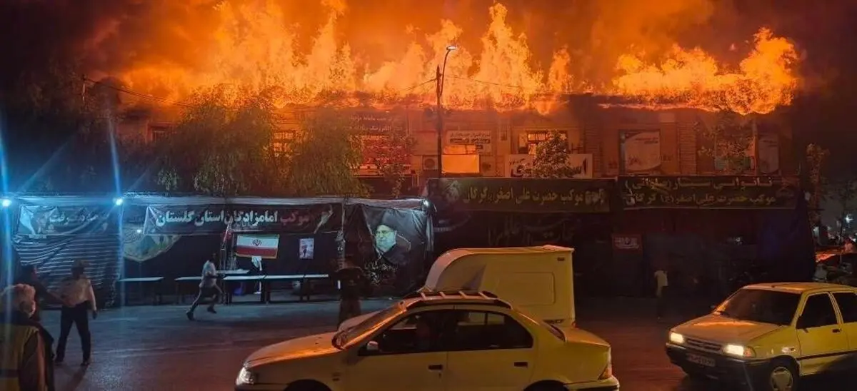 آتش‌سوزی گسترده در مغازه‌های اطراف میدان شهرداری گرگان