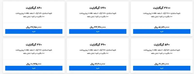 تعرفه اینترنت