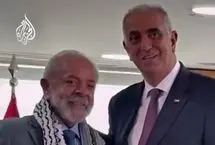 رئیس‌جمهور برزیل چفیه فلسطینی بر گردن انداخت