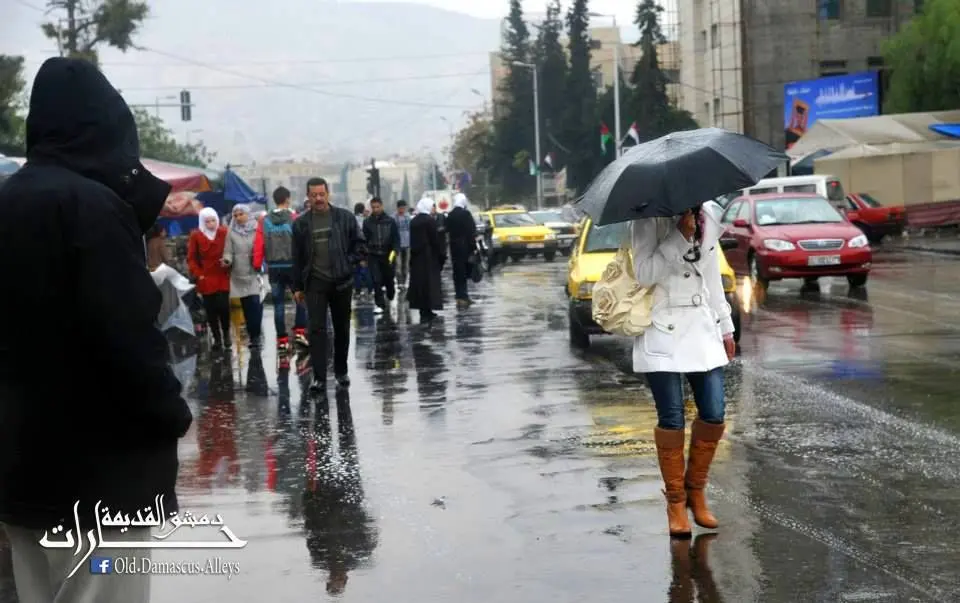 حال و هوای دمشق در روز بارانی 