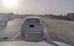 نجات معجزه‌آسای راننده یک خودروی آتش گرفته