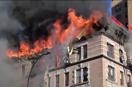 آتش‌سوزی یک ساختمان شش‌طبقه‌ در نیویورک