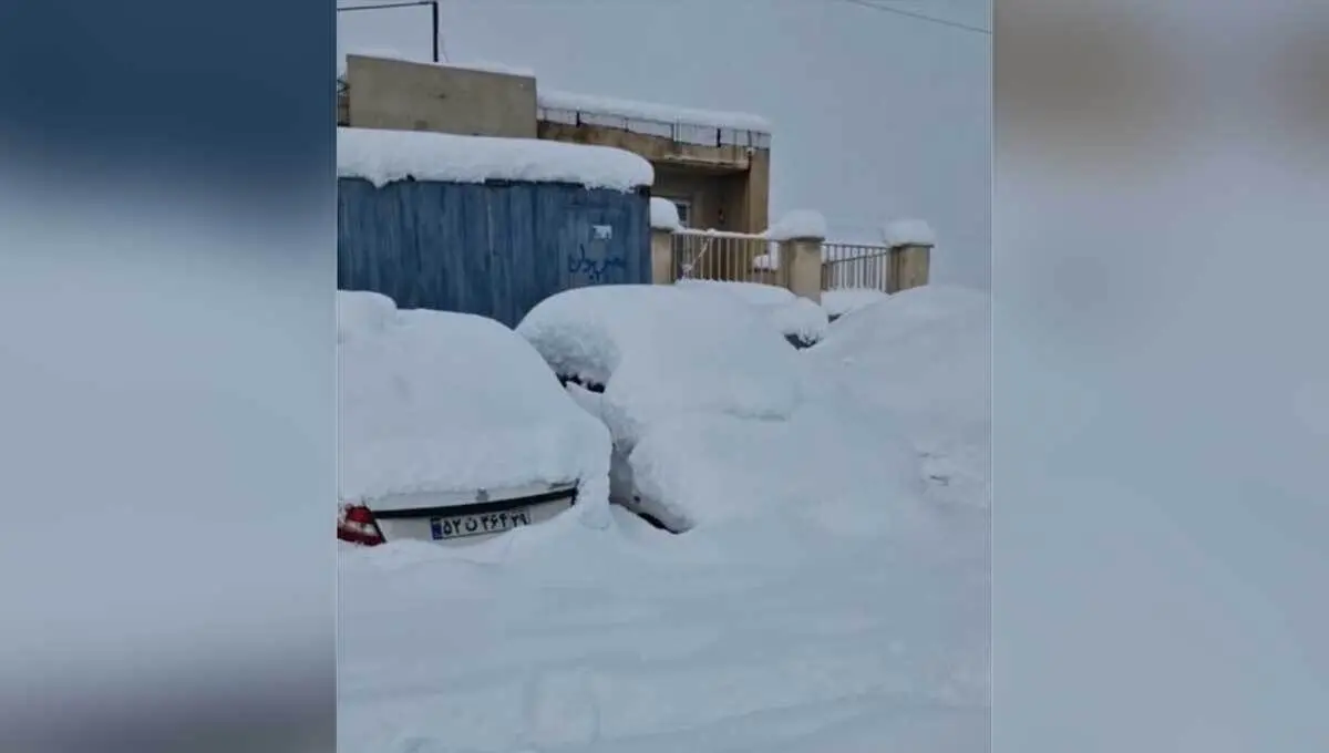 دفن شدن خودروها زیر برف در بانه

